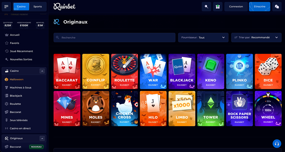 Les jeux disponibles sur Rain-Bet Casino Catalogue de jeux Rain Bet