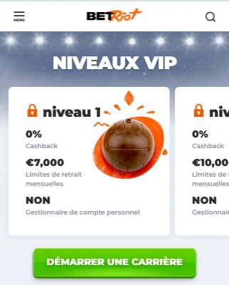 Programme VIP au Casino Bet Riot Casino BetRiot FR : Profitez VIP Offre pour Jouer