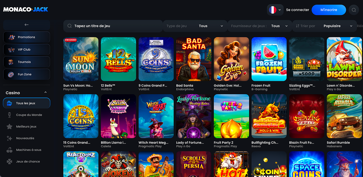 MonacoJack Fracne Page des jeux