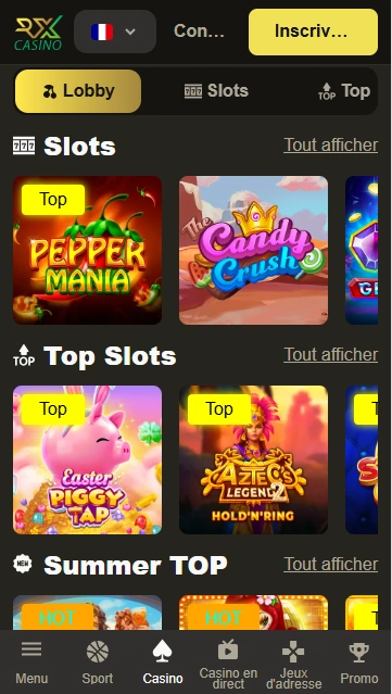 Jeux au Casino RX Gagner Gros au FR RXCasino avec Sérieux Machines à Sous