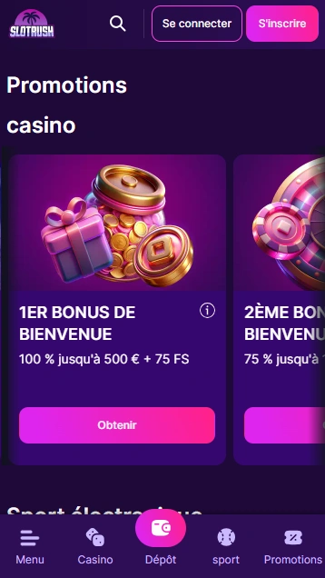 Bonus de Bienvenue en SlotRush Top Offres sur SlotRush Casino 2026 Après Inscription