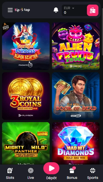 Jeux par Casino TipTop Online TopTip Casino